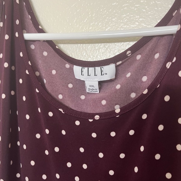 Elle dress size XXL maroon with white polka dots in good condition - Picture 2 of 3